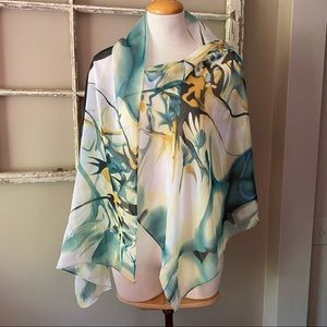 🌿Abstract botanical design light and flowy wrap scarf.